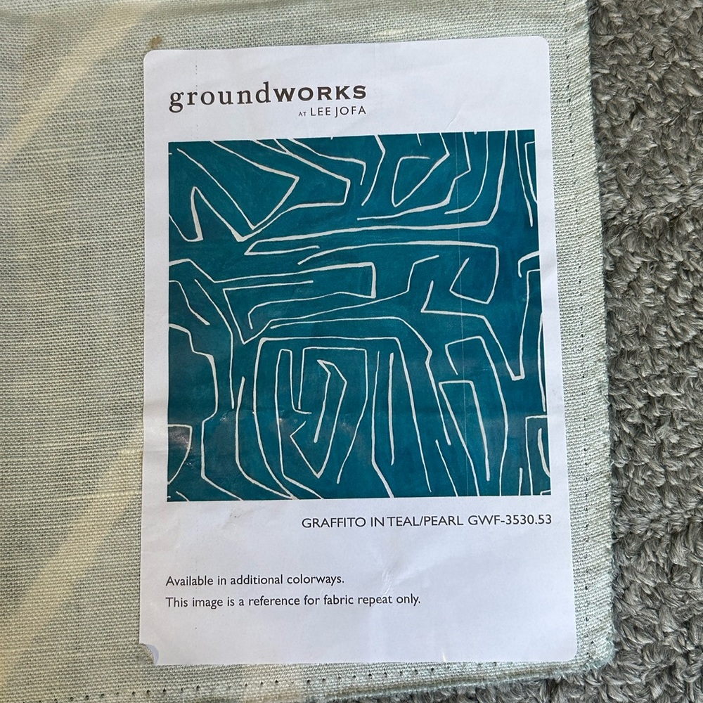 Lee Jofa Fabric Sample Remnant Graffito Teal Pearl 12” Kelly Wearstler Crafts - Picture 6 of 12